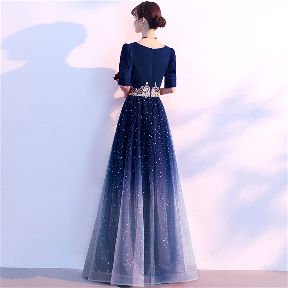 JINZUOMA Evening Long Tulle Formal Short Slim Starry Sky Perfect for and Parties Size Women's Dress, Dress, Dress, Dress, Sleeve, Elegant,