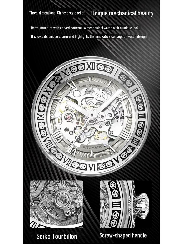 Büyük Kadranlı Aydınlık Otomatik Paslanmaz Çelik Mekanik Saat