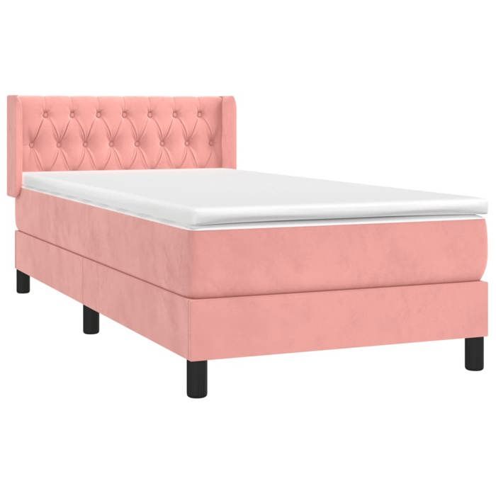 3131122 vidaXL Lit à sommier tapissier avec matelas Rose 90x200 cm Velours