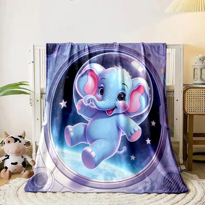Cute Elephant Theme Print Blanket Warm Soft Fluffy Kids and Adult Sofa Bed Throw Blanket Outdoor Travel Camping Luxury Gifts