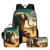 Kids School Backpack Lunch Bag Pencil Case Set - Cartoon Print Oxford Fabric Ergonomic Design Elementary Students