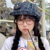 Korean Style Plaid Cloud Berets Sun Protection Octagonal Caps Retro Newsboy Cap  Female