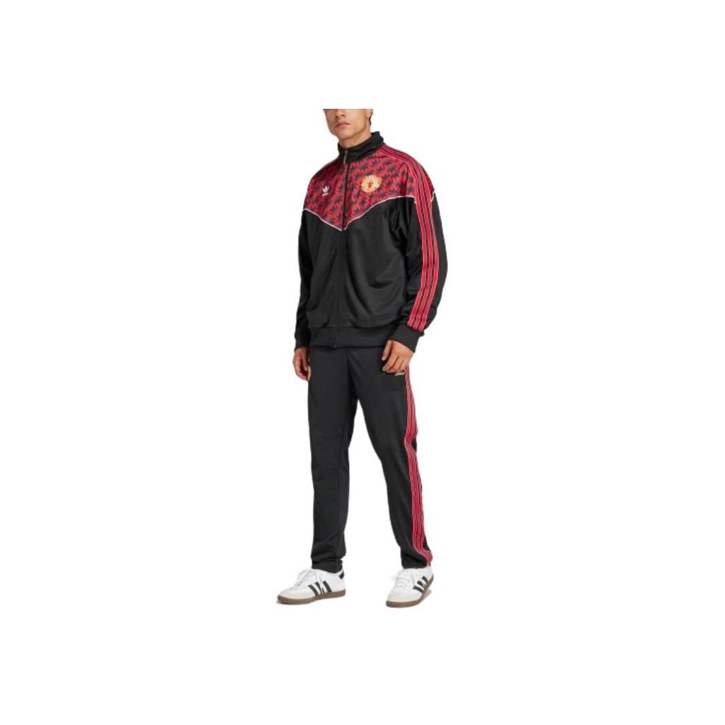 adidas Αρχικό Χρώμα Μπλοκ Όρθια Γιακάς Φερμουάρ Μακρύ Μανίκι Μπουφάν Ανδρικό Μπουφάν Μαύρο JF0373