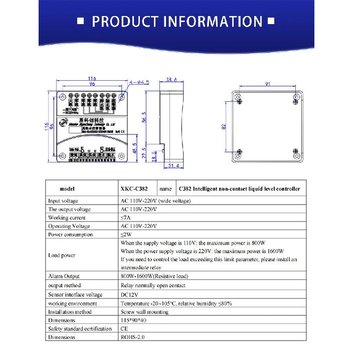 XKC-C382 Intelligent High And Low Automatic Water Supply Level Controller Water Replenishment Level Pumping Drainage Switch