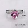 YQLAFT 925 Sterling Silver Shining Zirconia Engagement Ring Pink Heart Shape 18.1mm Diameter with Gift Box