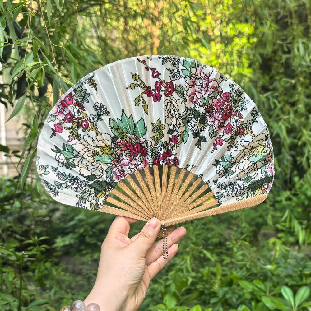 Flower Pattern Japanese Shell Folding Fan Shell Shape Chinese Style Fan Dance Fan  Home Decoration