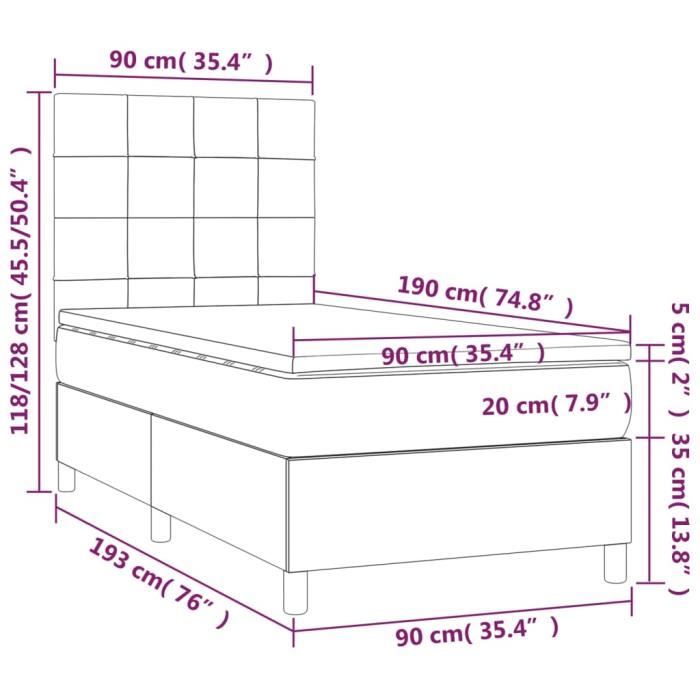 3141740 vidaXL Divan Bed with Mattress Dark Brown 90x190 Cm