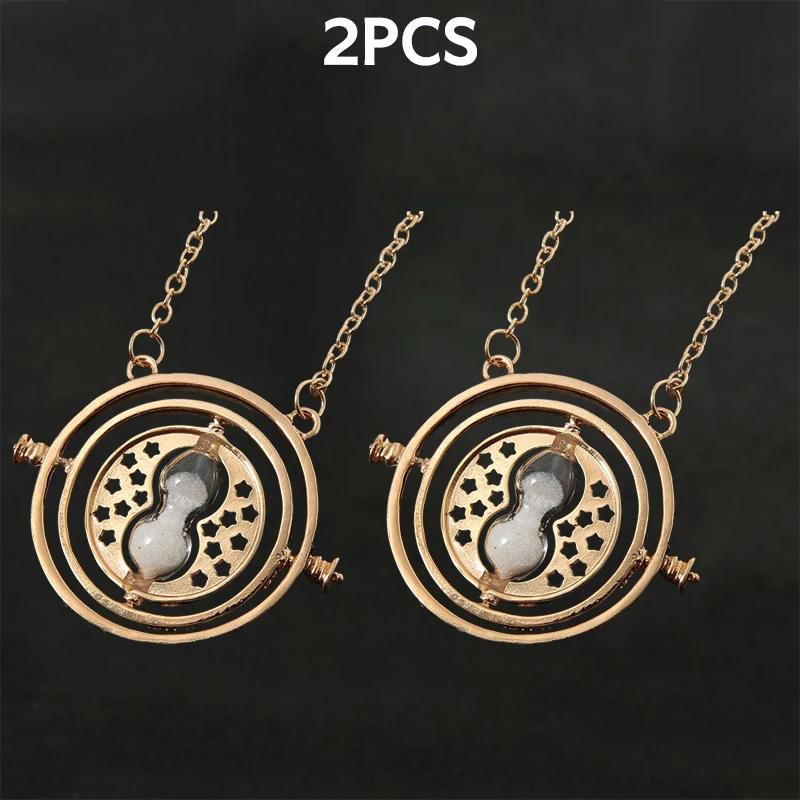 1-10Pcs Harried Time Necklace Timer Hourglass 360 Rotatable Potters Cosplay Props Astronomical Time Converter Magic School Gift