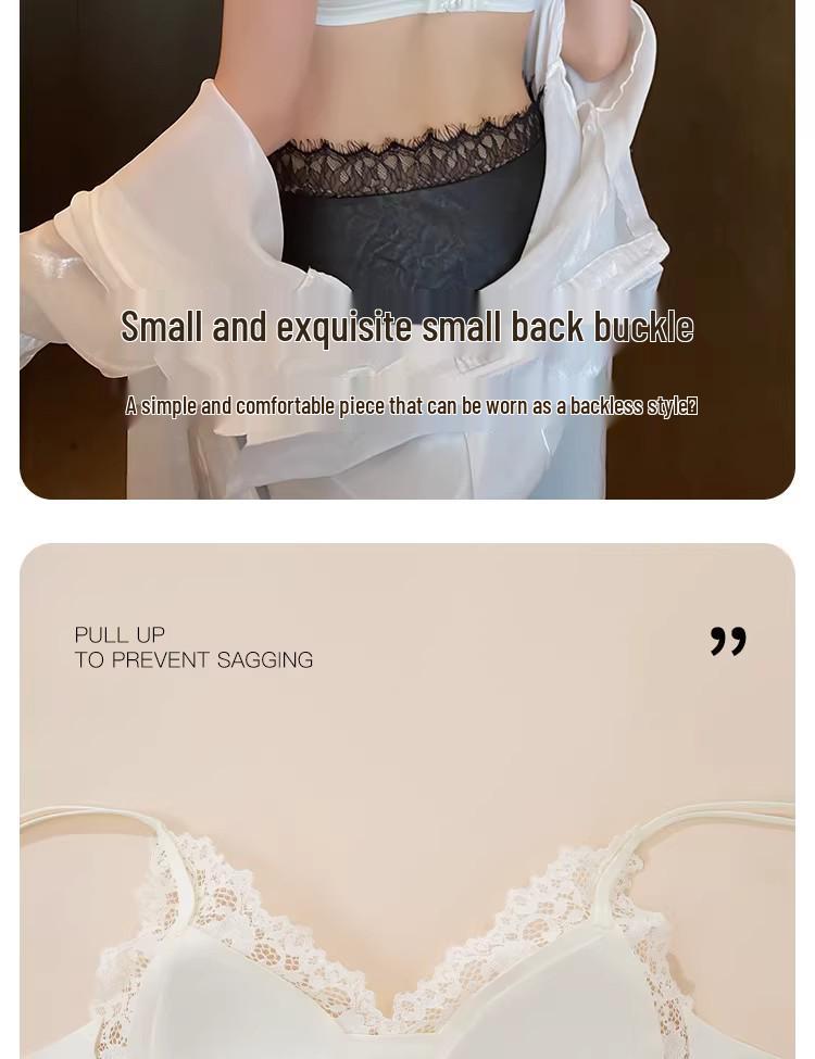 French Lace Trim Push-Up Wireless Triangle Cup Lingerie - Anti-Sag, Comfortable Women's Underwear