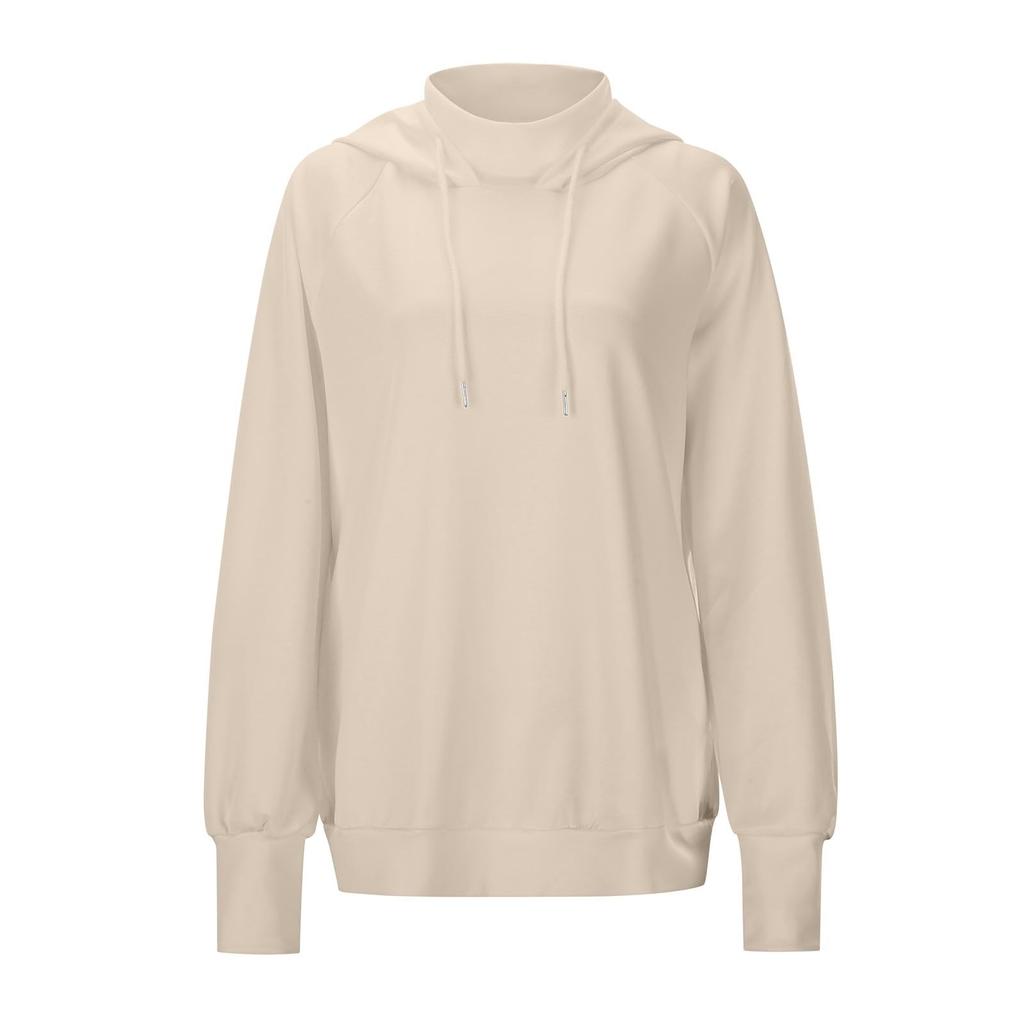 Women's Fashion Casual Long Sleeve Solid Color Hooded Sweatshirt Tops