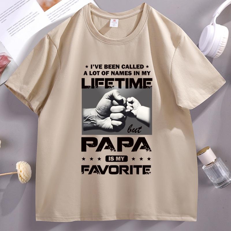 Papa Fathers Day Tshirt Unisex Women Cotton Short Sleeve Father Tshirt Vintage Round Neck T Shirts Breathable Round Neck Tshirts
