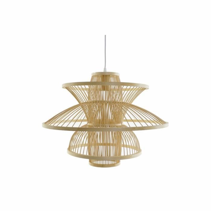 Suspension - Bambou - 50 x 50 x 37 cm - Couleur Brun Clair - Luminaire Cubique