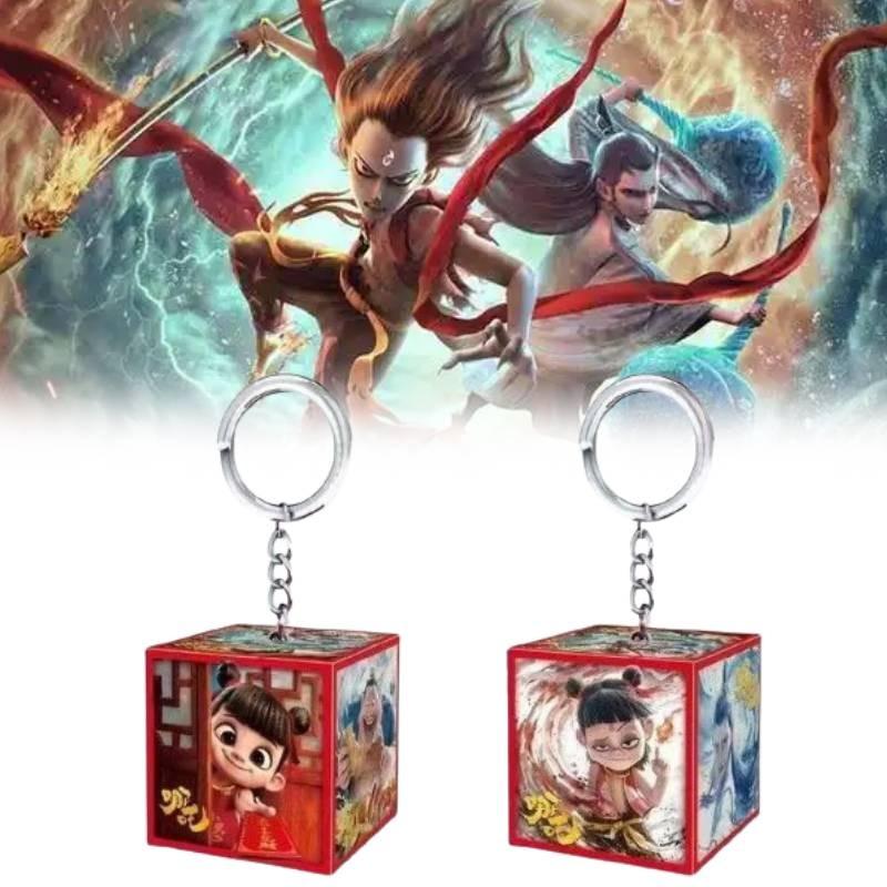 2 Ne Zha Multicolor Luminescence Keychain Movie Merchandise Keyring Pendant