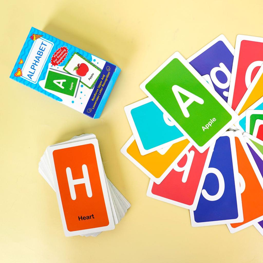 Children's Early Education Flash Cards - Learning Cards with Word Shapes, Colors, Numbers, English Letters