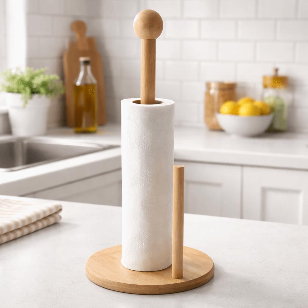 Bamboo Paper Towel Holder Minimalist Tissue Stand Practical Vertical Paper Holder  Kitchens