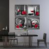 Arte de Parede para Cozinha Decoração Imagens Taça de Vinho Tinto Pintura de Rosa em Tela Pôster e Impressões Decoração para Casa Sala de Jantar Restaurante