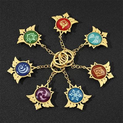 1PC Ganyu 7 Armes Élémentaires Jeu Genshin Impact Œil de Dieu Original Jouet Porte-clés Lumineux Porte-clés Vision Lnazuma