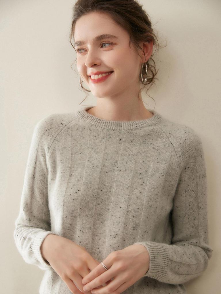 Women's Loose Fit Cashmere Knit Sweater - A/W 2026 Color Dot Pullover