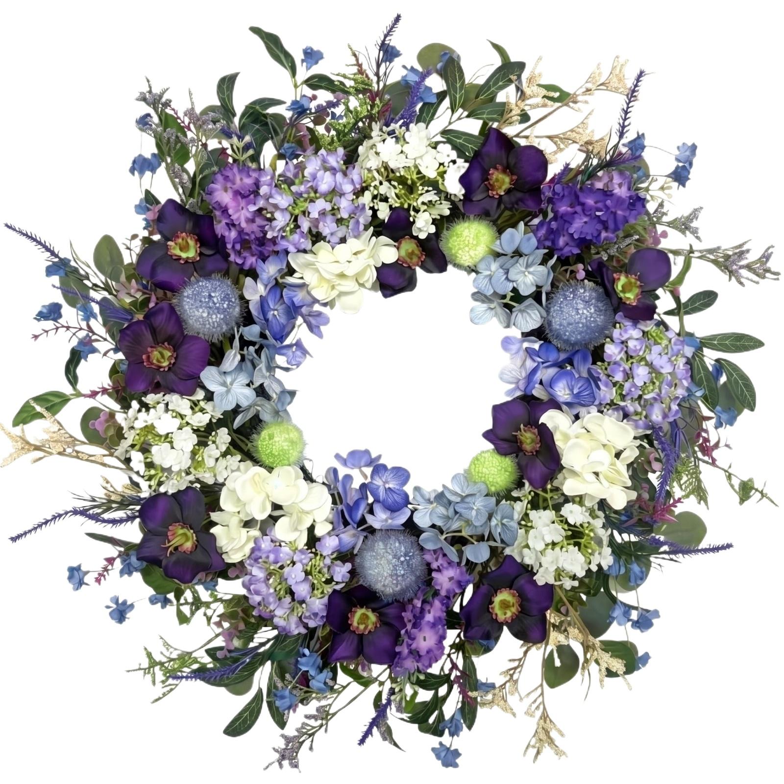 

Artificial Spring Wreath 55x55cm Decorative Floral Wreath for Home Wall Door Living Room Office Entryway Indoor Outdoor Use One Size