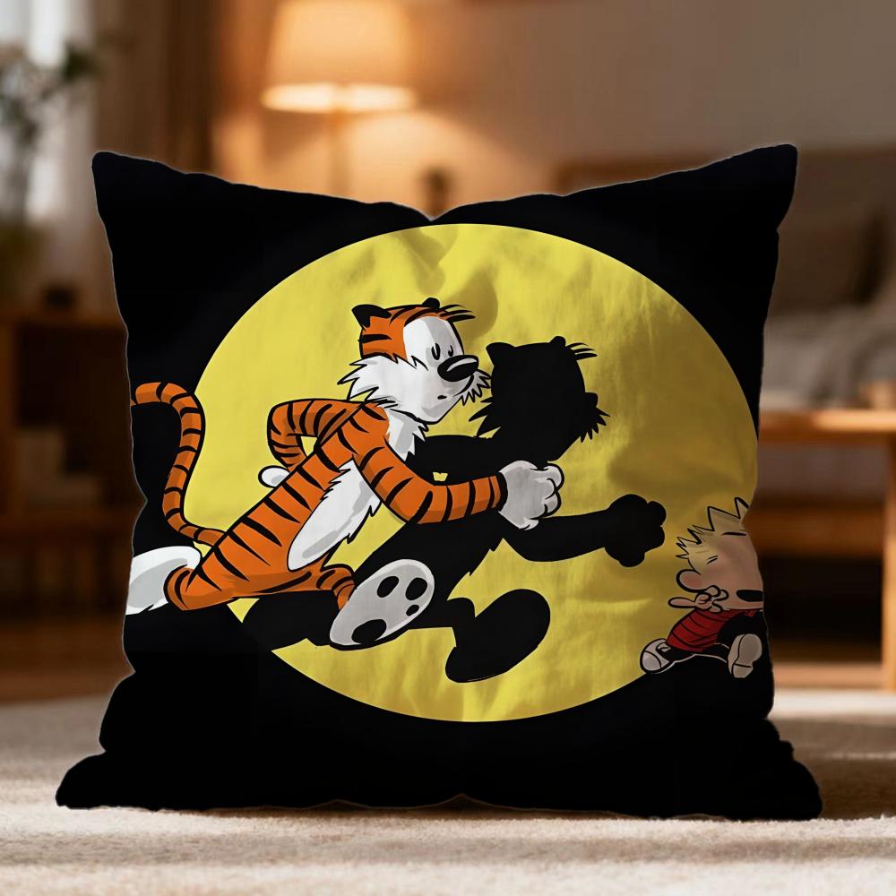 Hot CCalvin and Hobbeses Cushion Cover Soft Washable Pillow Case Multi-Scene for Couch Bed Travel Office Use