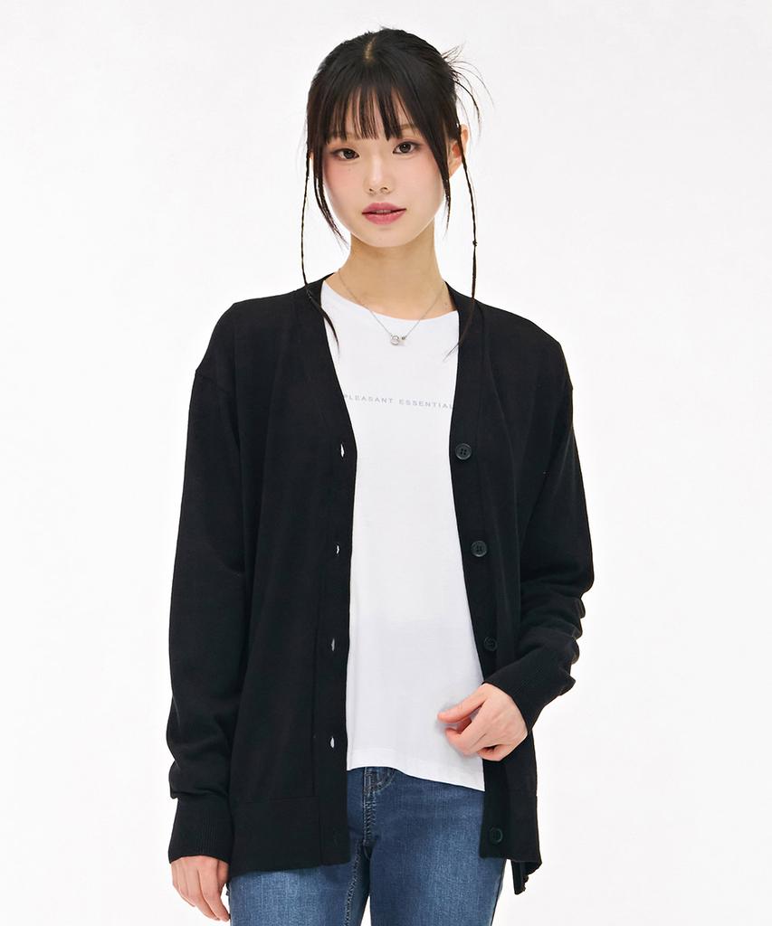 Chasecult Women'S V-Neck Long Cardigan - Black
