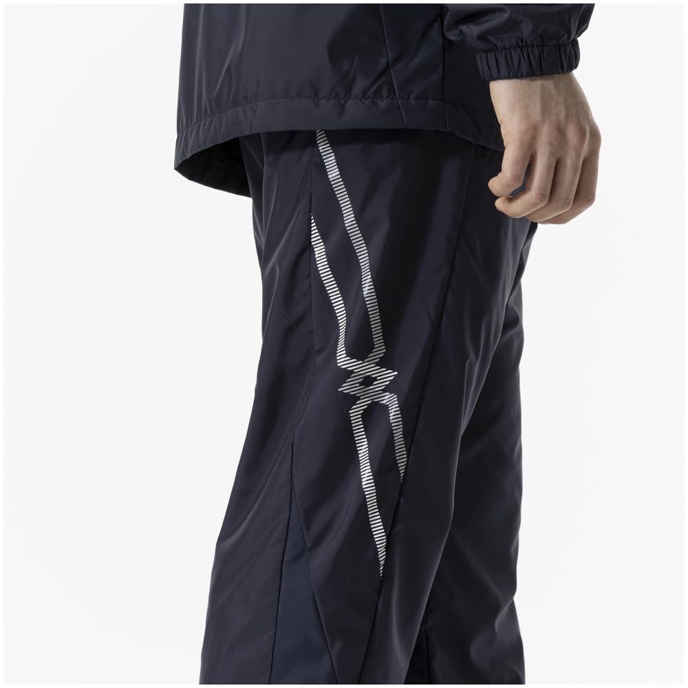 Mizuno 32MFA631 Breath Thermo Lined Warmer and Deep Size M MC-LINE Pants, Moisture-Wicking Heat-Generating, Navy/Silver,