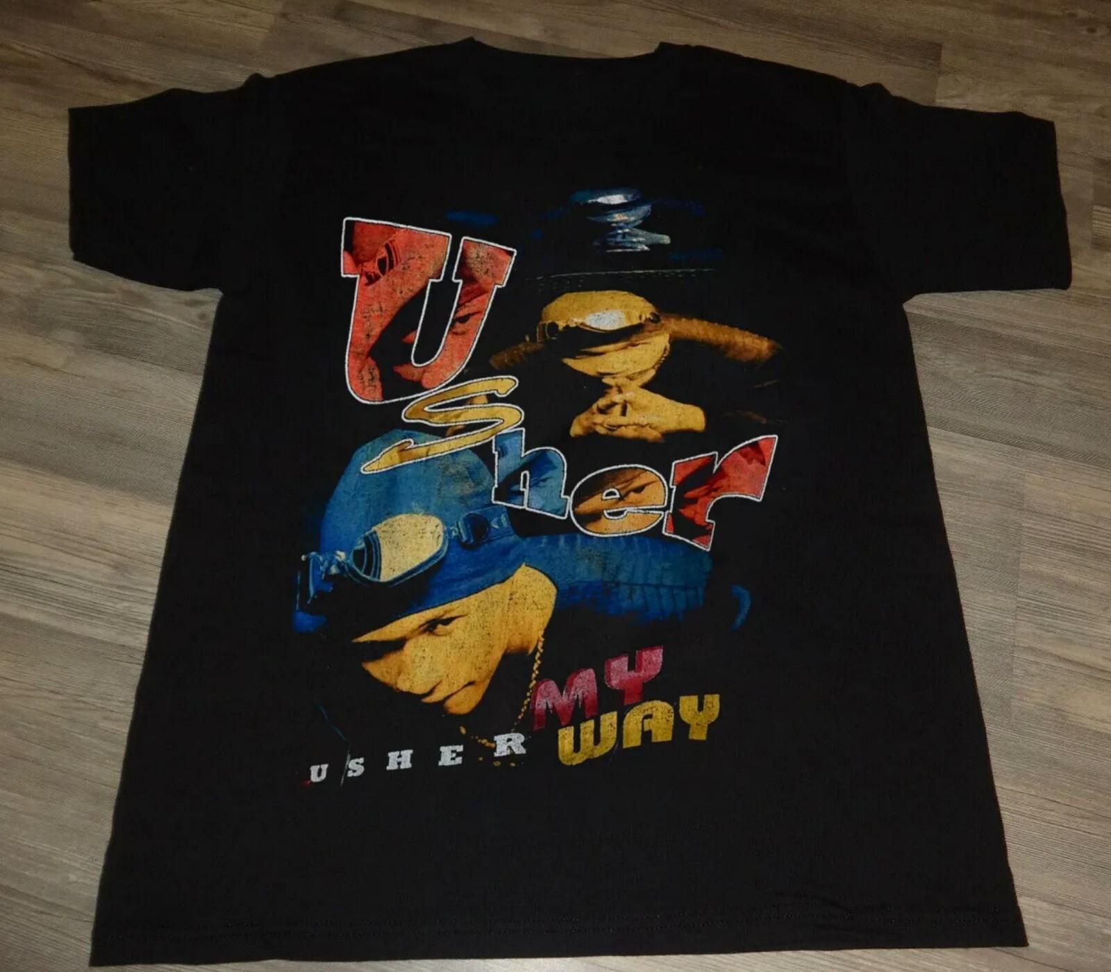 vintage 1997 Usher My Way Rap Tee Black T Shirt Size S-5XL Unisex T-Shirt XXXL