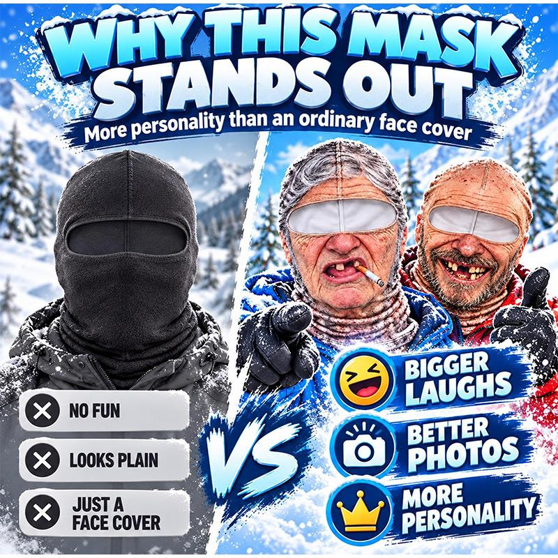 New Funny Realistic Face Ski Mask,Old Man Ski Mask Funny Realistic Face Balaclava,Novelty Winter Face Cover for Skiing Parties