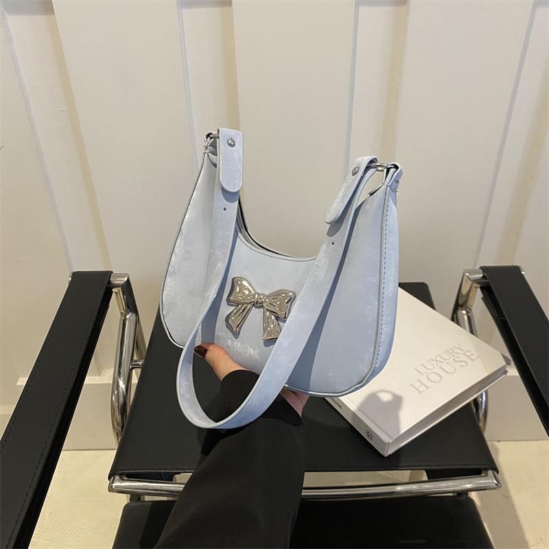 Trendy French-inspired Fashion Handbag 2024 Sweet Pink Bow Pu Shoulder Bag