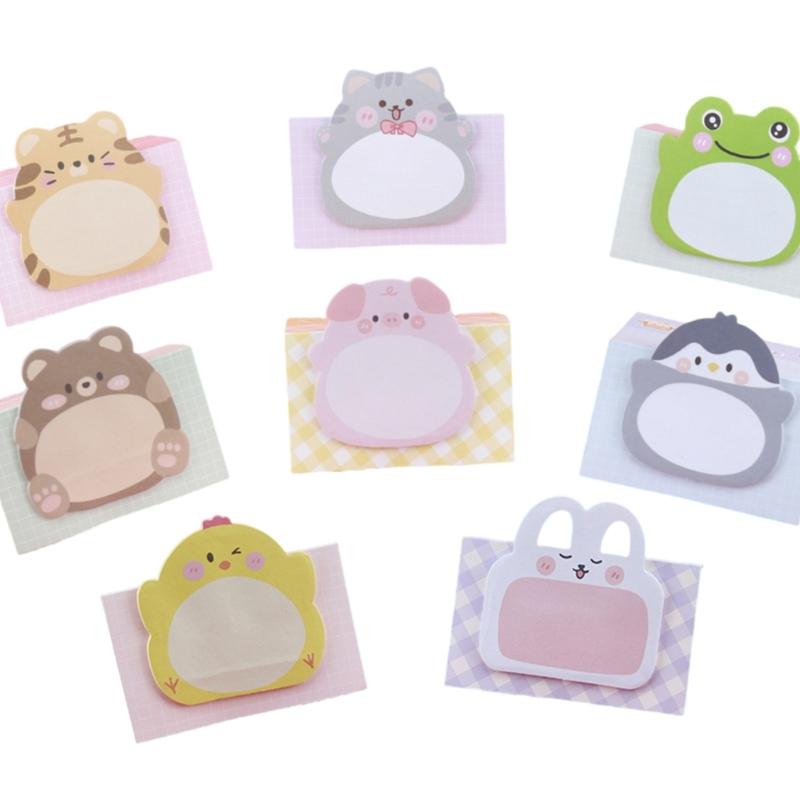 

160 Sheets Animal Notes Paper Adheive Notes Pad Pocket Notepads Pocket Memo Pad for Writing Journaling Noting 60x58mm 1