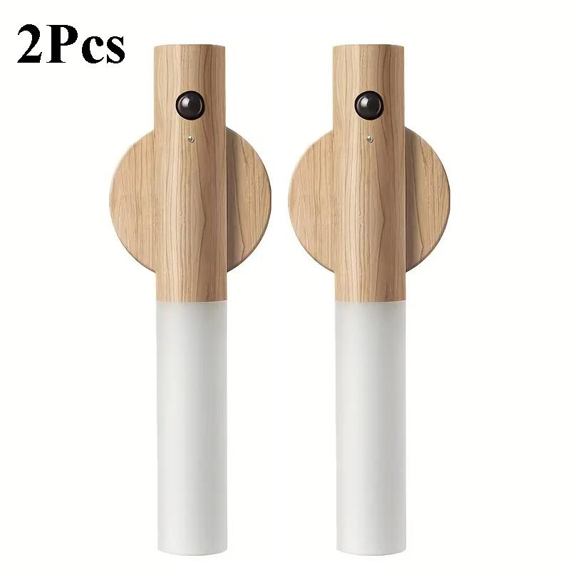 Auto LED Night Light Magnetic Wooden Multifunctional Smart Motion Sensor USB Rechargeable TYPE-C Wireless Closet Wardrobe Lamp