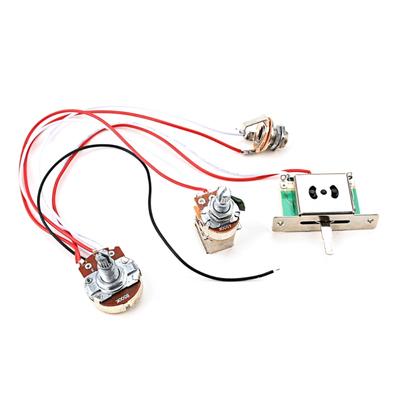 1V 1T Wiring Kit, 3 Way A500K Wiring Harness Prewired Guitar Wiring Hareness for Electric Guitar Bass Repair Replacement