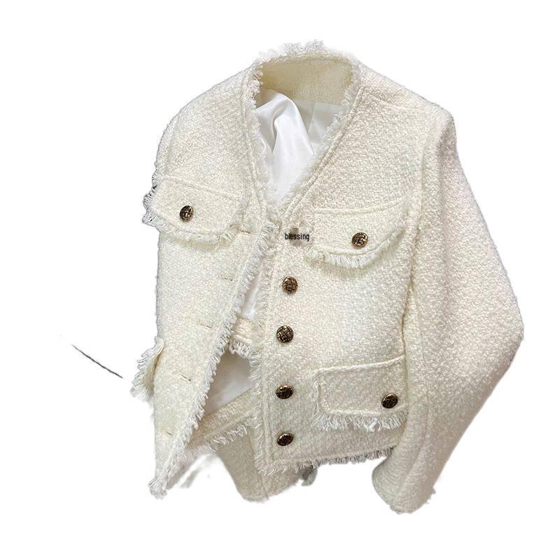 Women's French Style Short White Jacket - Spring/Autumn Collection