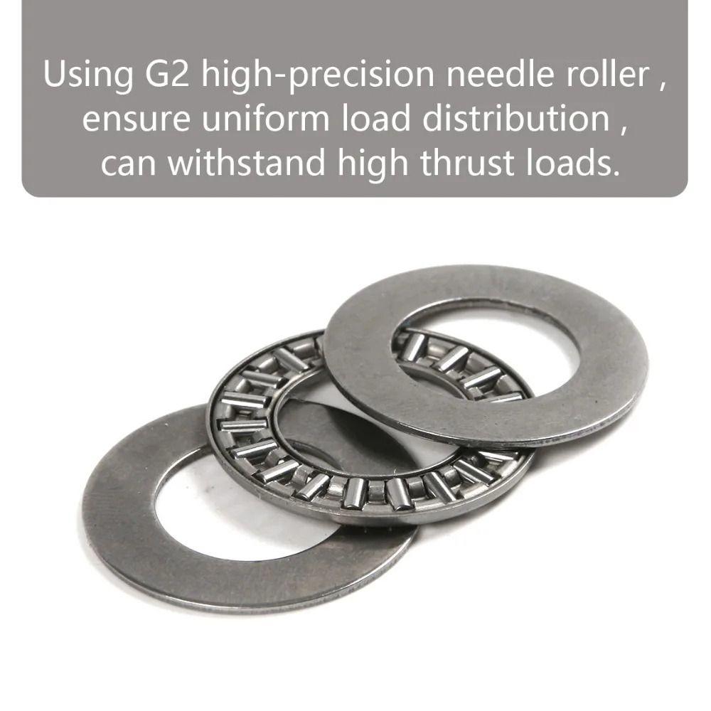 10Sets Chrome Bearing Steel Flat Needle Roller Bearing for Plane Axial Bearing Replacement