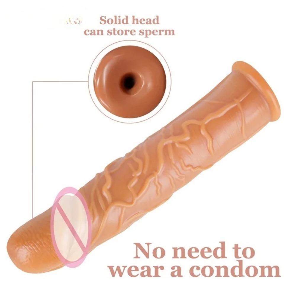 16.5/18cm Realistic Penis Extender Cock Sleeve Penis Enlarger Enlargement Reusable Delay Condoms For Men Dildo Sex Toys