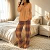 Women's Casual V-Neck Printed Pajama Set Loose Fit Sleepwear for Home