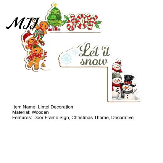Christmas Home Interior Decor Door Corner Topper, Wooden Sign with Santa Claus Snowman And Gingerbread Decorative Plaque Man Prints, Easy Installation