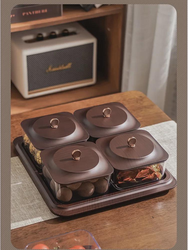 Bandeja para Lanches e Doces Estilo Retrô Imitação Madeira para Mesa de Centro de Sala de Estar