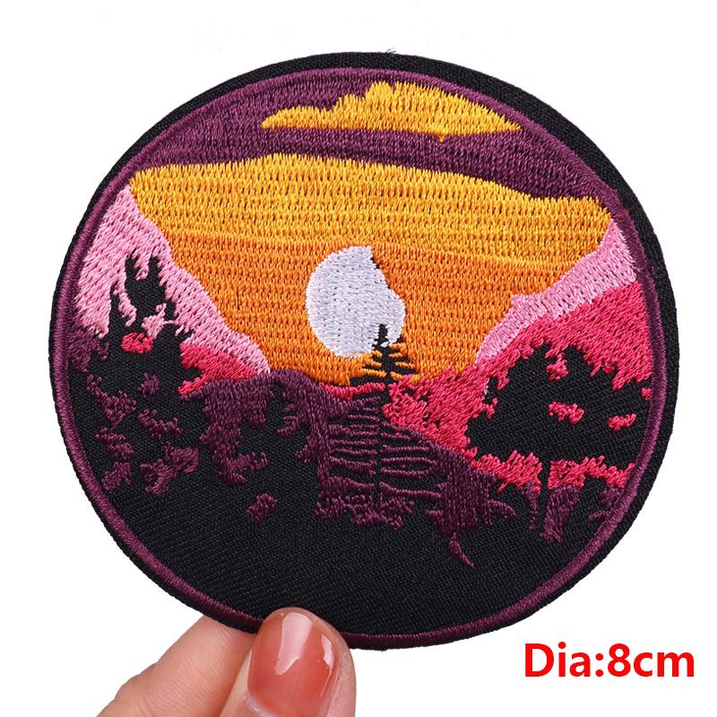 Outdoor/Adventure Embroidey Patch DIY Cartoon Sun Iron On Embroiderd Patches For Clothing Sew Stickers Badge Decoration