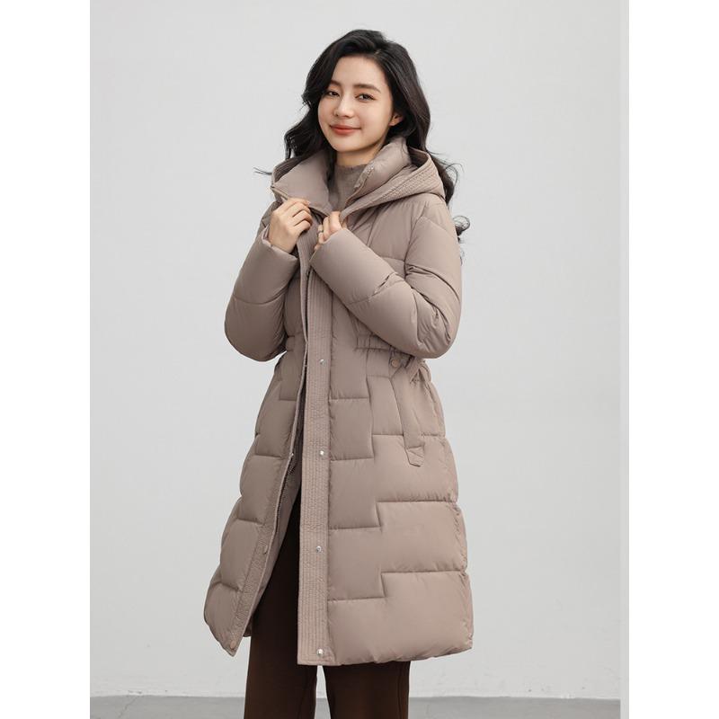 Women's Windproof Stand-up Collar Hooded Fluffy Warm Warm Cold Loose Medium-length Casual Sports Jacket High Quality Fabric Cotton Jacket Coat
