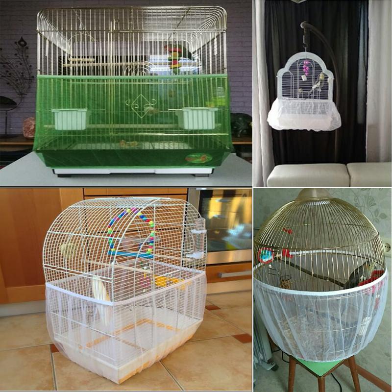 Receptor Seed Guard Nylon Mesh Bird Parrot Cover Soft Easy Cleaning Nylon Airy Fabric Mesh Bird Cage Cover Seed Catcher Guard