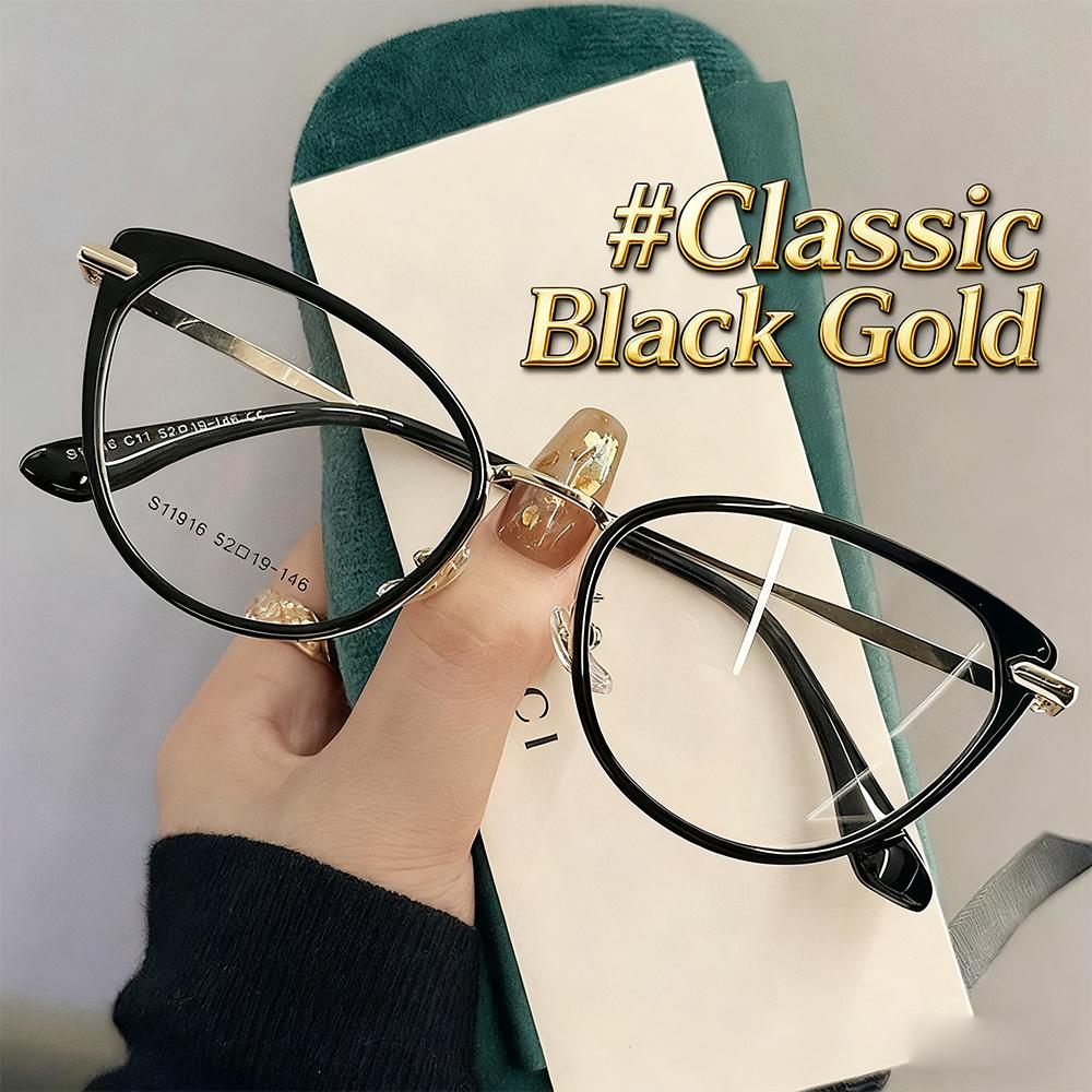 Cat Eye Presbyopia Glasses HD Anti Blue Light Reading Glasses for Women and Men Metal Frame Eyeglasses Unisex