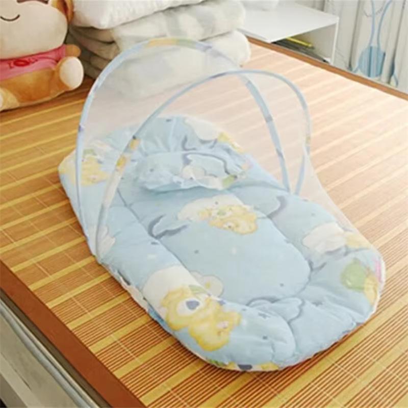 Cartoon Baby Mosquito Net With Small Pillow Summer Household Crib Mosquito Net Portable Foldable Newborn Mosquito Net Durable