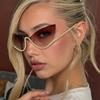 Sweet Edgy Rhinestone Gradient Cat-Eye Decorative Glasses Thin Metal Frame Irregular CutStylish Photo-Ready Eyewear for Outfits