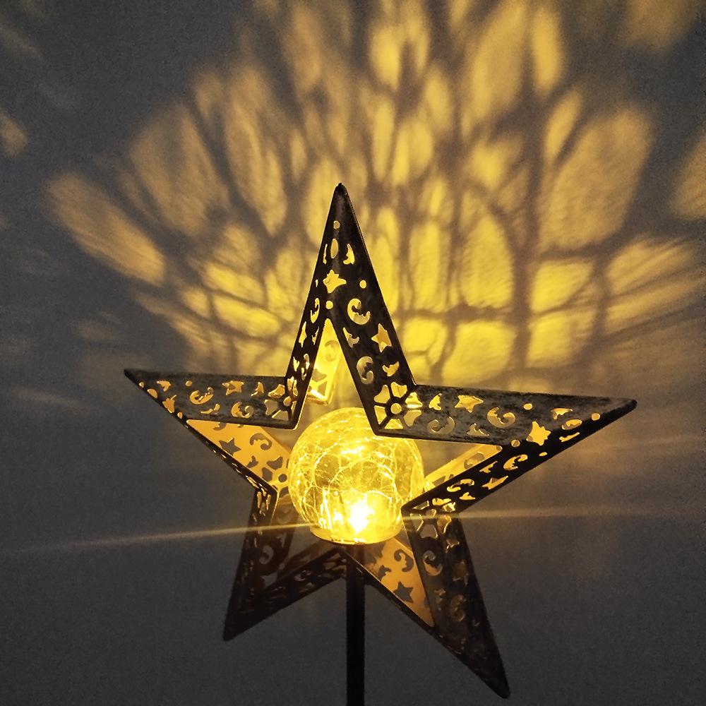 Antique Iron Art Solar Garden Lights: Moon & Sun Design Landscape Spotlight