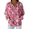Women's Casual Fashion Long-Sleeved Zip-Up Christmas Print Knitted Hoodie
