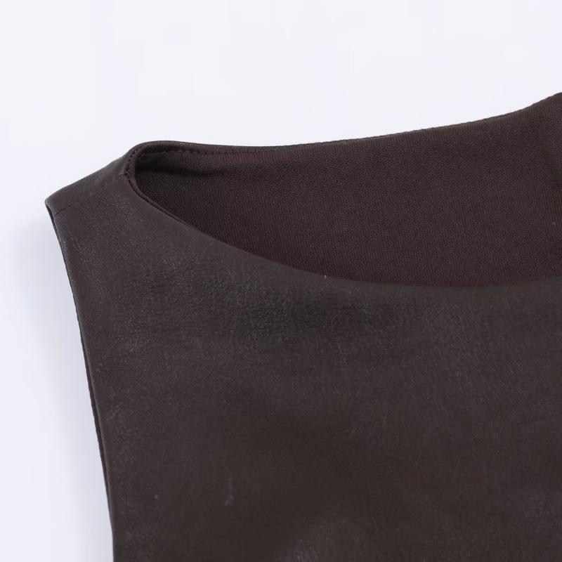 Spring 2026 Spicy Girl Leather Effect Jumpsuit Skirt 
