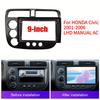 9 INCH Modified Panel for HONDA Civic 2001-2006 LHD MANUAL AC Dashboard Center Console Frame Panel Trim Cover