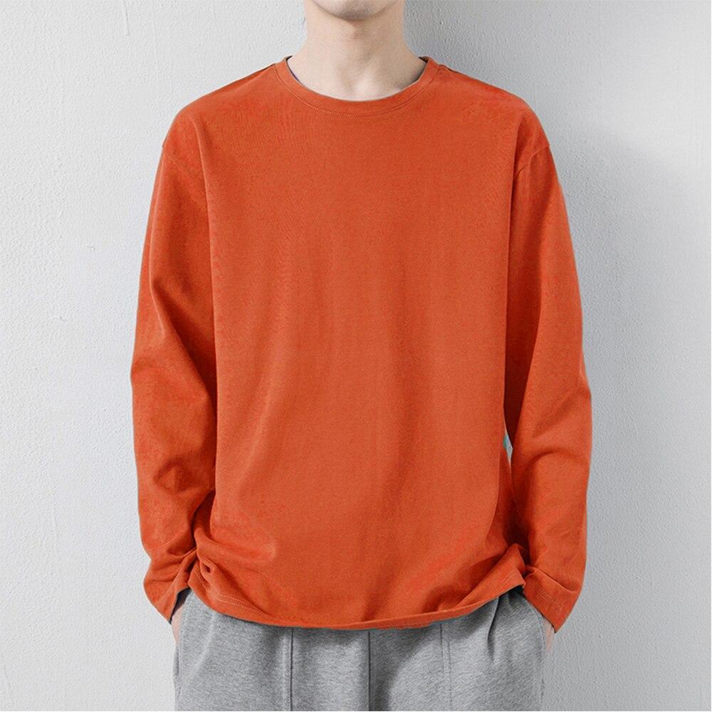 Herren-T-Shirt in Markenqualität aus 100 % Baumwolle, einfarbig, für Herren, mit langen Ärmeln, reine Farbe, Damen-T-Shirt, T-Shirts für Männer