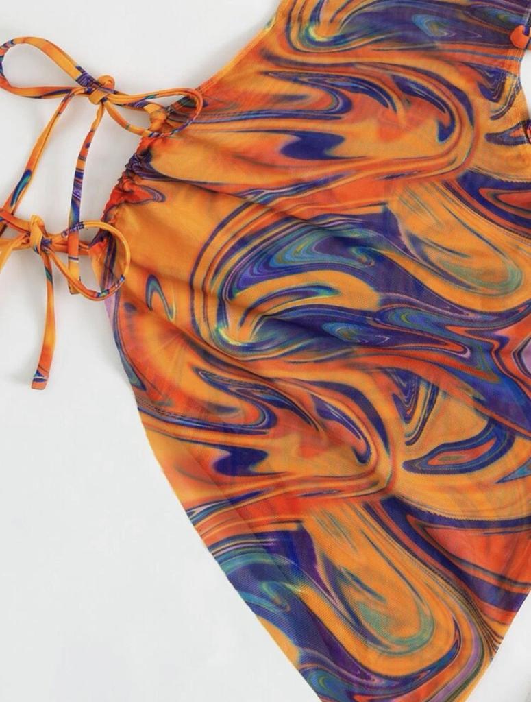 2025 Euro-American Lace-Up Cutout Bikini Three-Piece Swimsuit Set